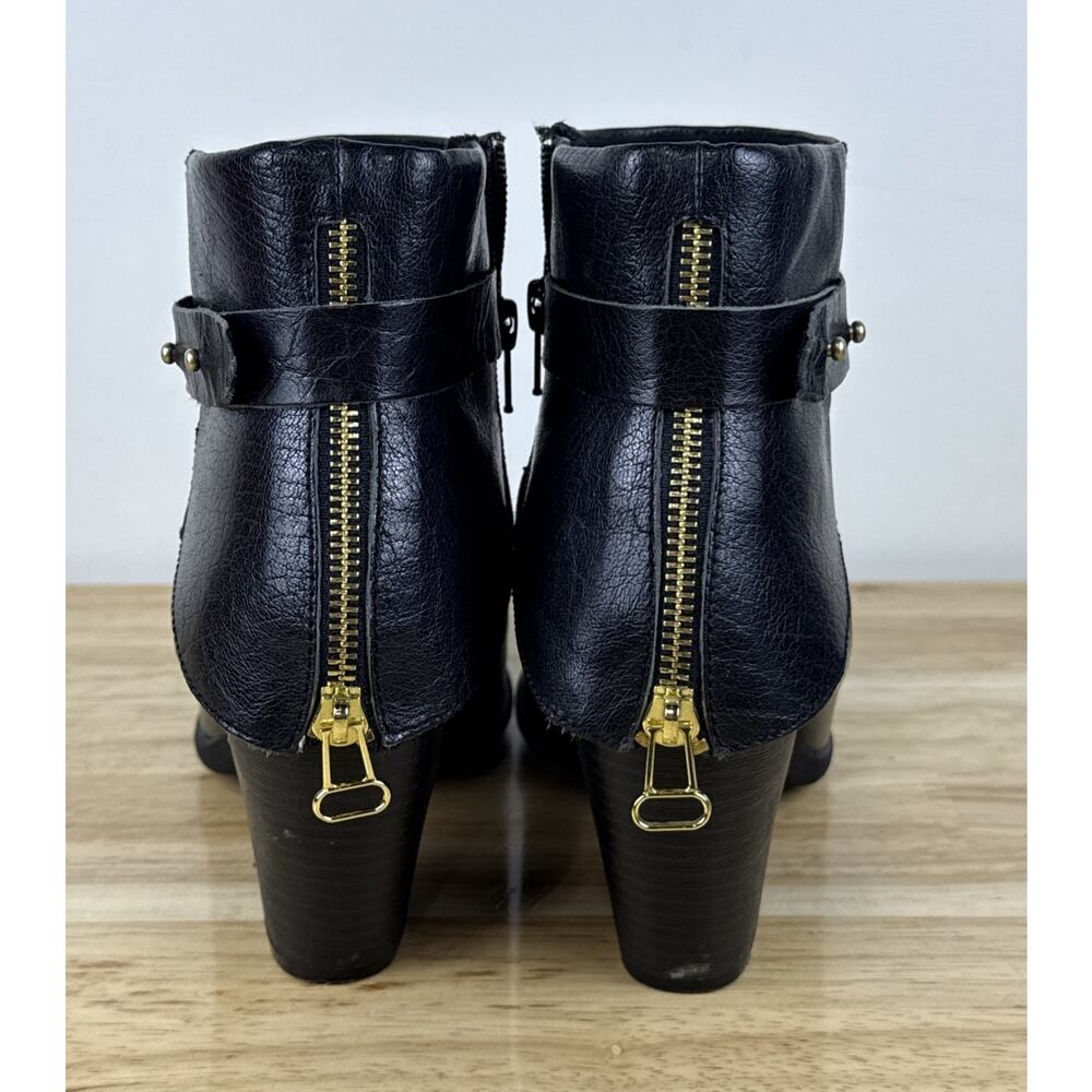 B.O.C Richardson Black Leather Chunky Heel Ankle Booties By Born Women's SZ 9.5M - Picture 4 of 12